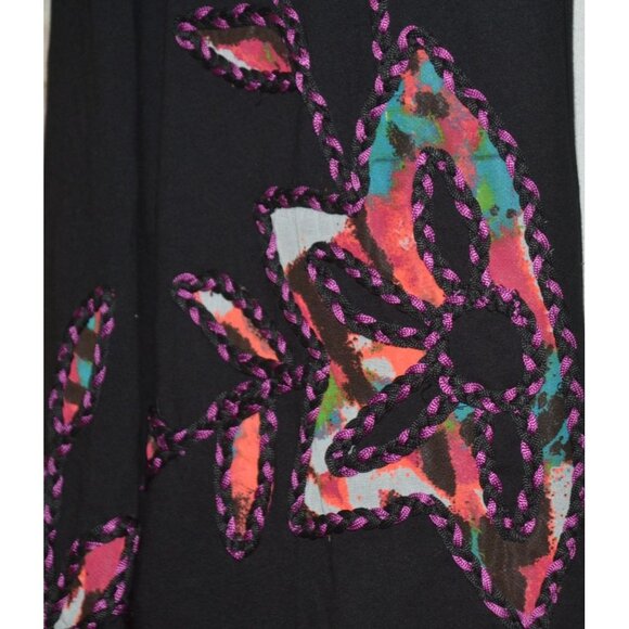 Women's Ulla Popken 16/18 Black Braid Embroidered Jacket Floral Boho Art to Wear - Picture 3 of 9